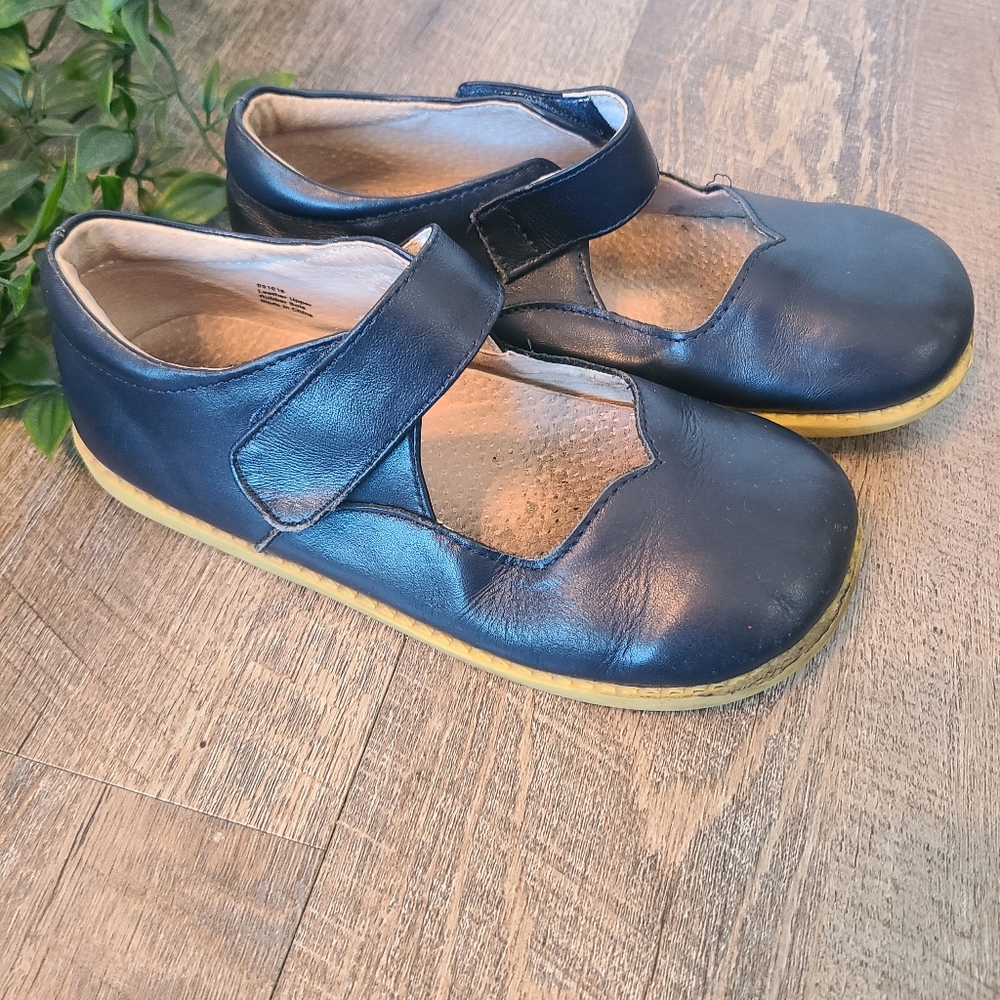 Navy Blue Livie & Luca Leather Mary Janes, Size Y2